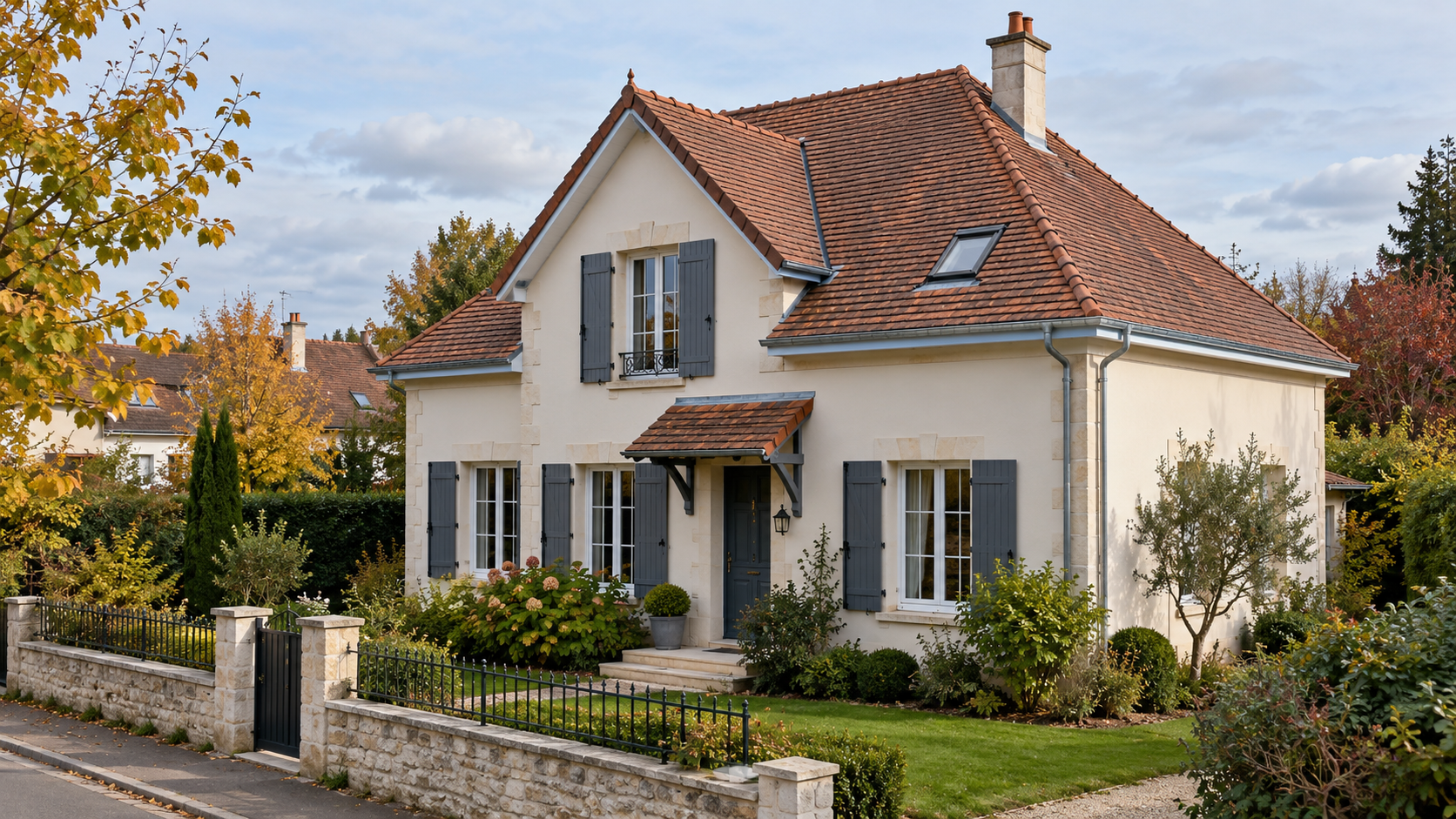Maison francilienne avec toiture et gouttières rénovées